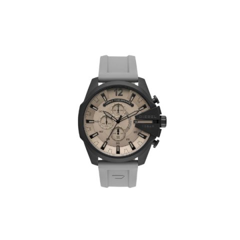 Reloj Diesel Mega Chief DZ4496 con caja negra y esfera arena, visto de frente