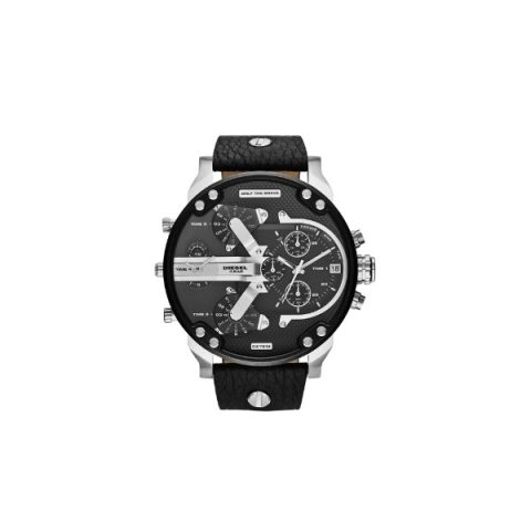 Reloj Diesel Mr. Daddy 2.0 DZ7313 con caja de acero y esfera negra, visto de frente