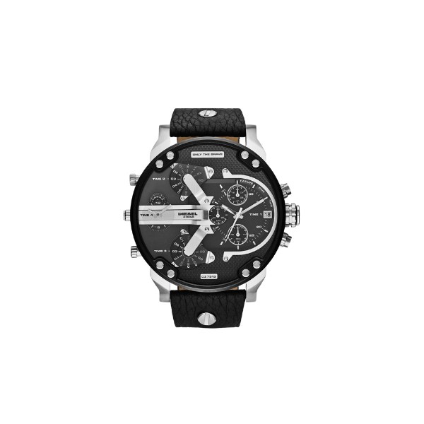 Reloj Diesel Mr. Daddy 2.0 DZ7313 con caja de acero y esfera negra, visto de frente