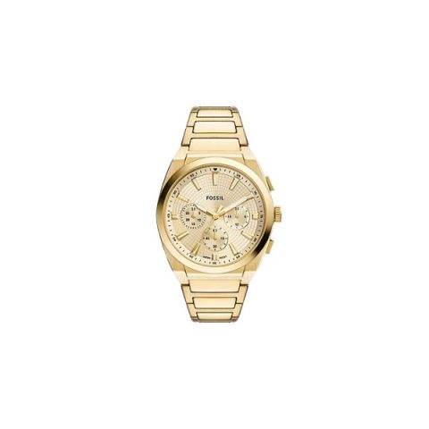 Reloj Fossil FS6119 con caja, esfera y brazalete dorados de arriba abajo, visto de frente