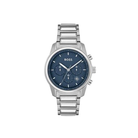 Reloj Hugo Boss Trace 1514007 en acero con esfera azul, visto de frente