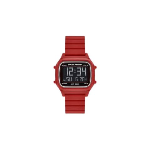 Reloj Skechers SR5261 con caja rectangular retro roja de arriba abajo, visto de frente