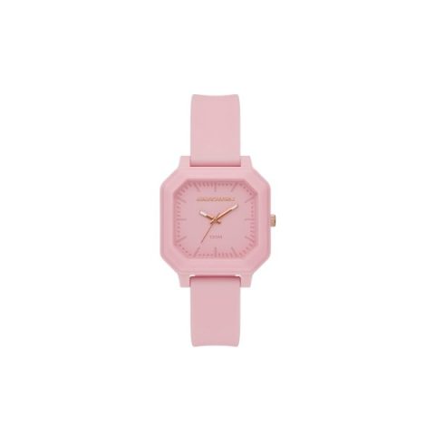 Reloj Skechers SR6377 con caja octogonal rosa empolvado con agujas en oro rosado, visto de frente
